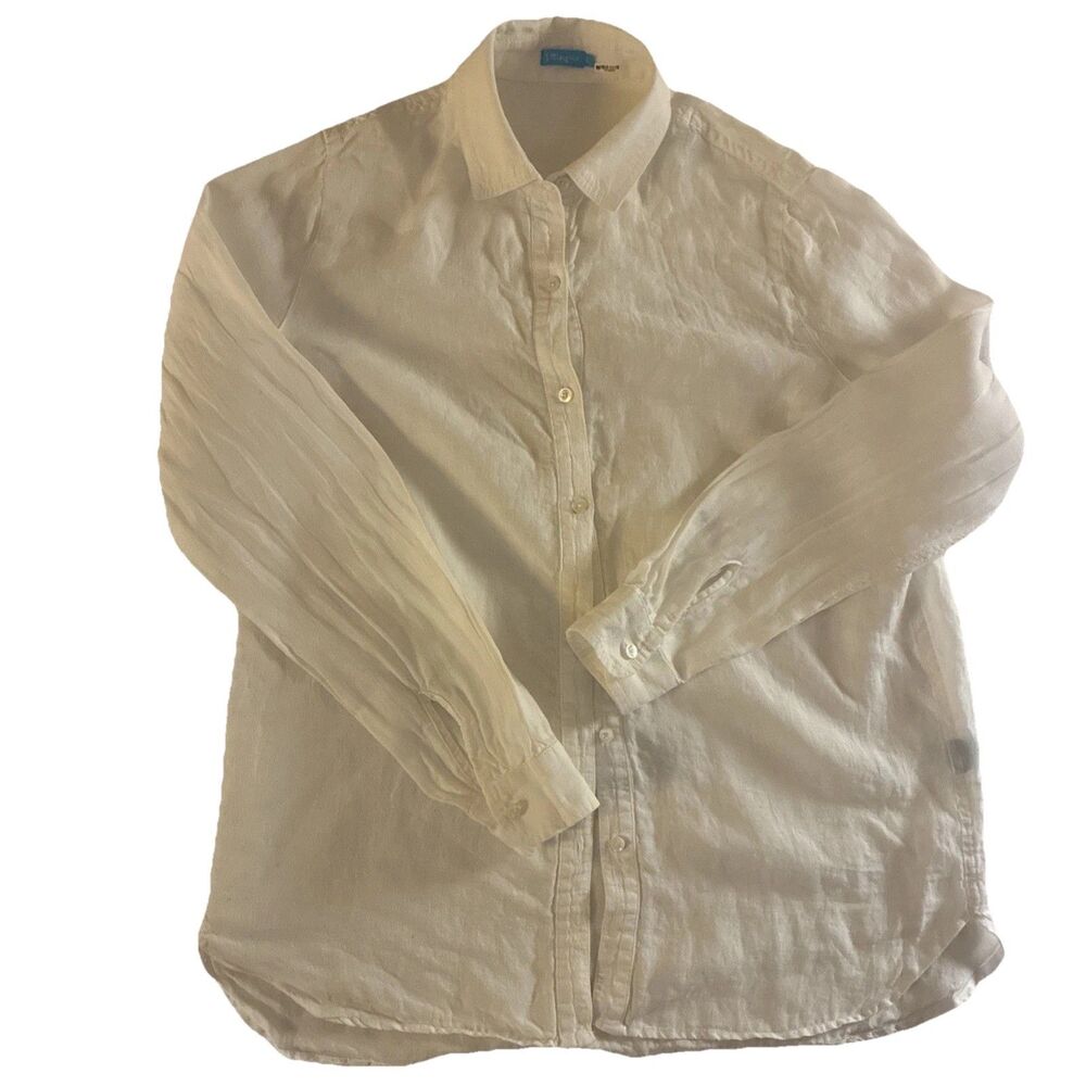 J.McLaughlin Women’s White 100% Linen Button Down Shirt Size S Classic